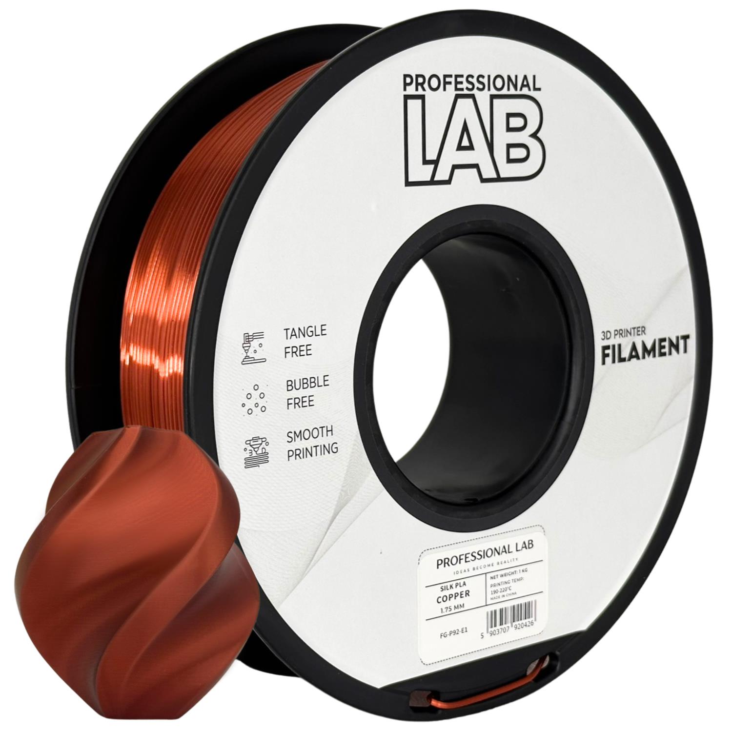 МЕД със силен метален блясък Silk PLA COPPER от Prof. Lab